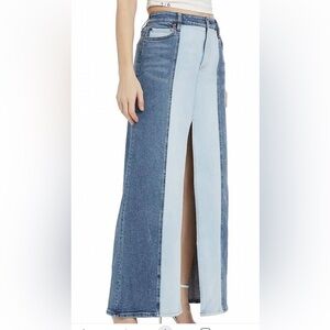 Women’s Alice + Olivia - Rye Low-rise Two-tone Denim Maxi Skirt